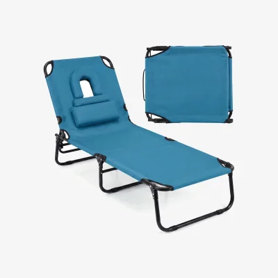 The Range Portable Sunbathing Chair with 4-Level Backrest - Blue