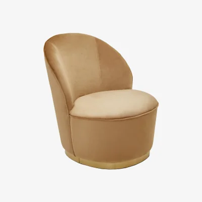 The Range Tamra Beige Velvet Gold Base Chair - Beige