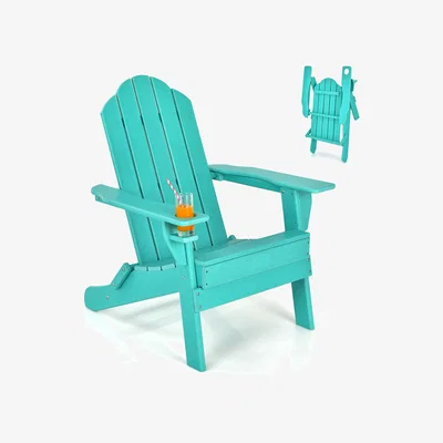 The Range Costway Folding Adirondack Chair-Turquoise - Turquoise