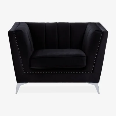 The Range Hansa Black Velvet Chair - Black
