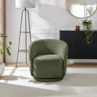 The Range Romilly Fabric Swivel Accent Tub Chair - Green