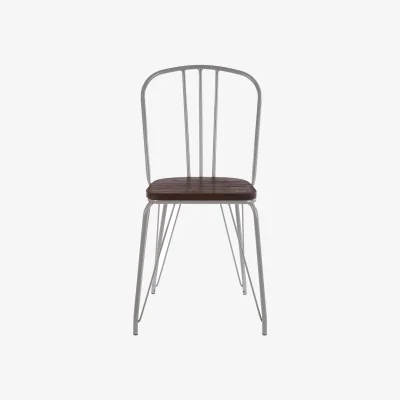 The Range District Grey Metal Frame And Elm Wood Chair - Grey