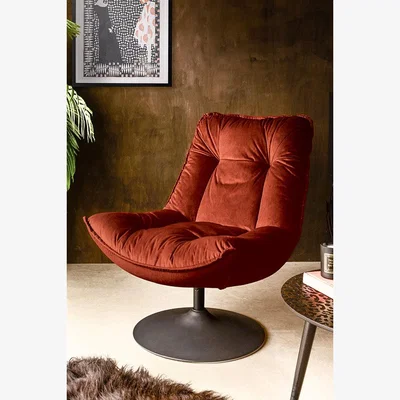 Rockett St George Burnt Orange Velvet Swivel Chair