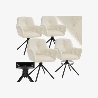 The Range Swivel Chair Lenia, Padded Upholstery - Velvet Cream/Black / 4