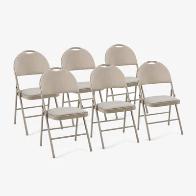 The Range 6 Pack Fabric Padded Folding Chair - Beige