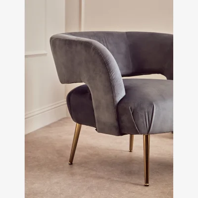 The Range Larissa Grey Velvet Curved Accent Chair - Grey