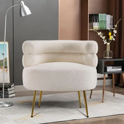 The Range Stylish Curved Upholstered Teddy Fur Accent Chair - Off White