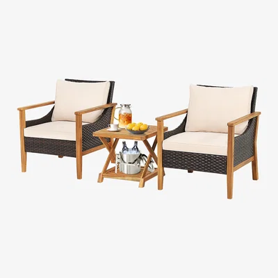 The Range 3 Pieces Patio Table Chair Set - Brown