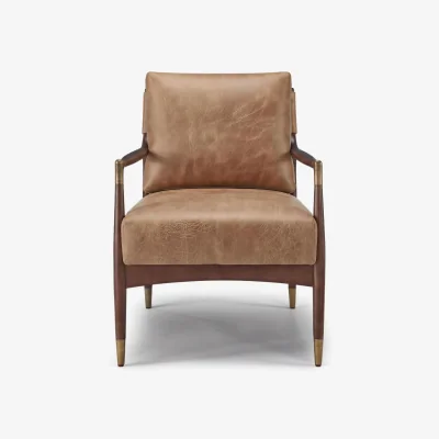 The Range Delia Tan Faux Leather Mid Century Modern Accent Chair - Tan