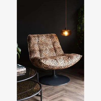 Rockett St George Leopard Print Velvet Swivel Chair