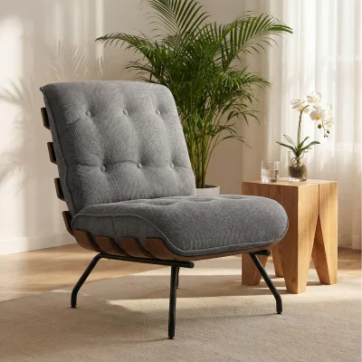 The Range HOMCOM Accent Chair, Reading Chair with Spring Cushion, Dark Grey - Dark Grey