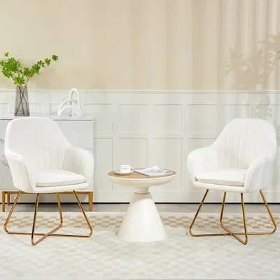 The Range HOMCOM Accent Chair Set of 2 Modern Armchairs for Bedroom Living Room - Cream