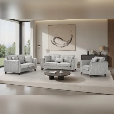 The Range Faux Suede Sofa 3 Seater 2 Seater Arm Chair In Grey or Mink - Grey / 6