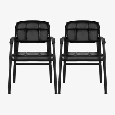 The Range Set of 2 Reception Chair with Metal Frame for Home Office - Black
