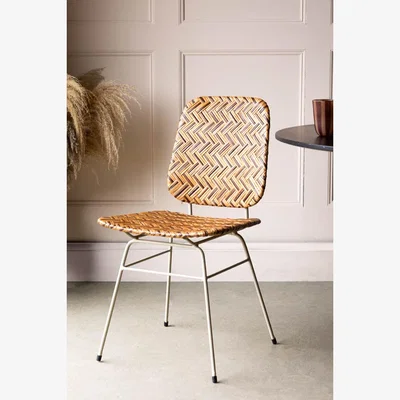 Rockett St George Brown Patterned Rattan Dining Chair
