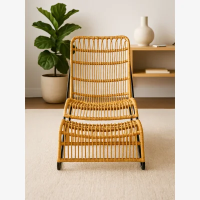 The Range Manado Rattan Chair And Footstool Set - Brown