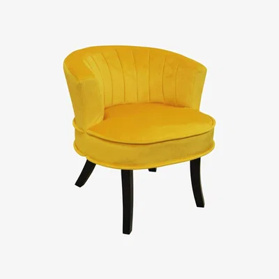 The Range Designer Curved Shell Back Accent Occasional Chair - Yellow - Yellow / Dark Stain Legs