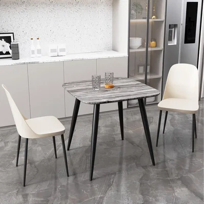 The Range Aspen Square Grey Oak Effect Table and 2 Duo Plastic Chair SET - Calico