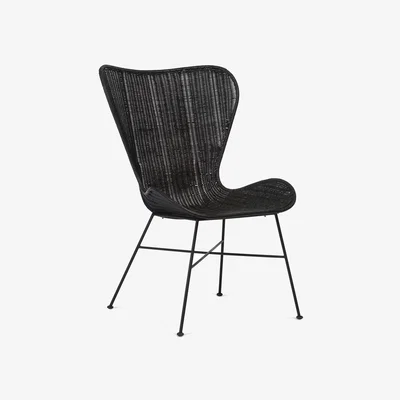 The Range Porto Wing Wicker Chair - Black