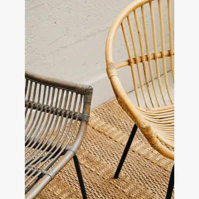 The Range Lagom Natural Rattan Grey Metal Chair - Grey