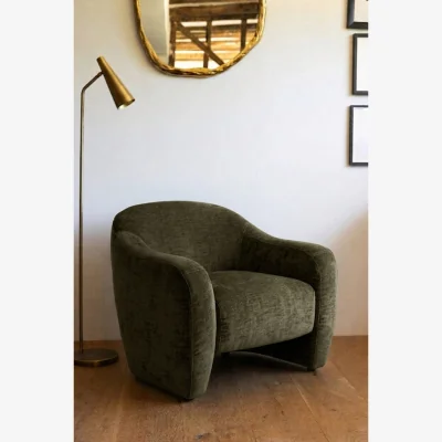 Rockett St George Modern Curved Armchair in Olive Green