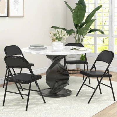 The Range HOMCOM 2 Pack Padded Folding Chairs Metal - Black Set of 4