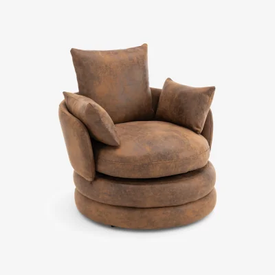 The Range Faux Leather Suede Brown Teri Accent Swivel Chair - Brown