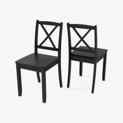 The Range Set of 2 Farmhouse Cross Back Kitchen Chairs - Black