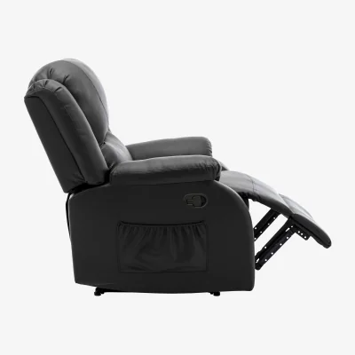 The Range PU Leather Upholstered Chair with Side Pockets - Black