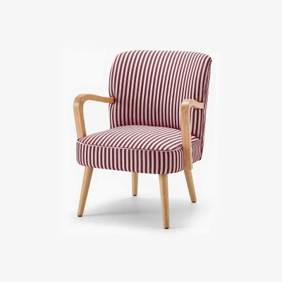 The Range Sylvie Accent Chair Stripe Oak Effect Legs - Berry
