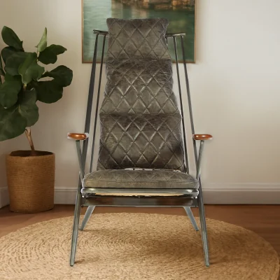 The Range Hoxton Genuine Grey Leather Chair - Grey
