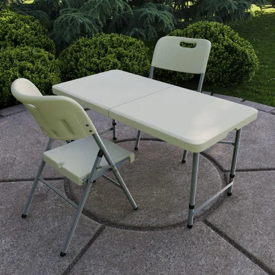 The Range Home Vida Folding 3 Piece Table  Chair Set - White / 61cm
