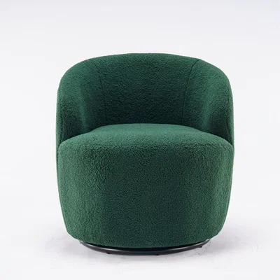 The Range Teddy Fabric Swivel Accent Barrel Chair, Black Powder Coated Metal Ring - Green