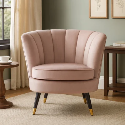 The Range Loretta Dusky Pink Velvet Shell Accent Chair - Pink
