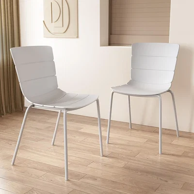 The Range Pair of Bali Kitchen Chairs, Plastic Seat With metal Legs - White