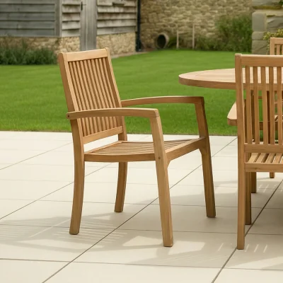 The Range Charles Bentley Teak Stacking Chairs - Set of 2 - Natural Teak