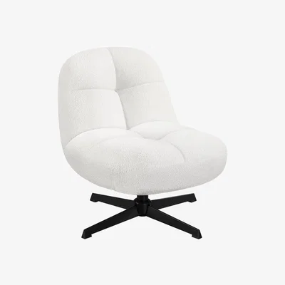 The Range Modern Swivel Lounge Armless Chair with Metal Base - White