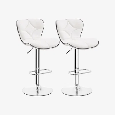 The Range Set of 2 Swivel Stools Chair with Shell Back - White