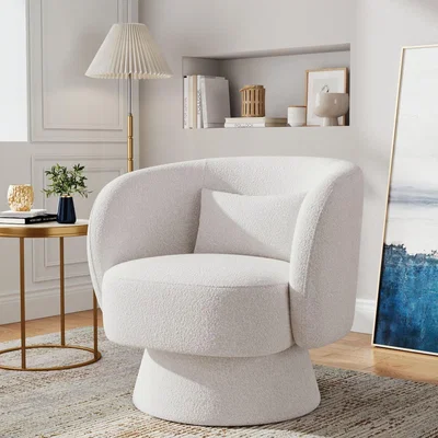 The Range Modern Off-White Swivel Barrel Accent Chair - White