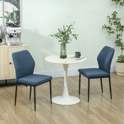 The Range Modern Upholstered Kitchen Chairs with Metal Legs - blue