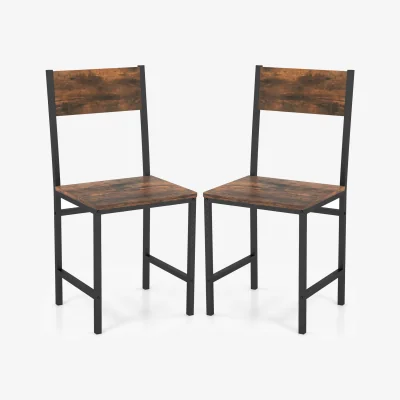 The Range Set of 2 Armless Dinner Chairs  - Brown