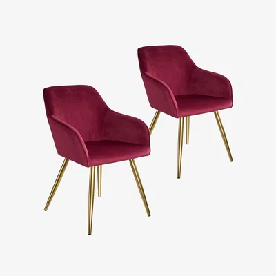 The Range Accent Chair Marilyn with Armrests, Set of 2 - Bordeaux & Gold