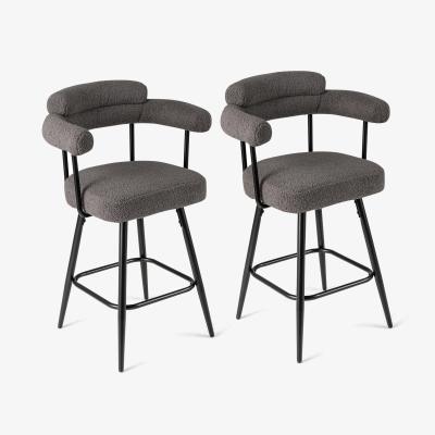 The Range Set of 2 Modern Upholstered Boucle Chairs - Grey