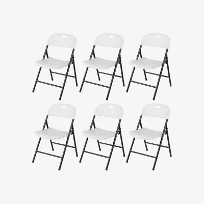 The Range Set of 6 Foldable Plastic Chairs Set - White