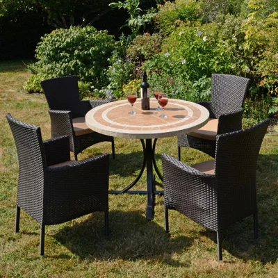 The Range Langley Table with Four Stockholm Chairs - Brown