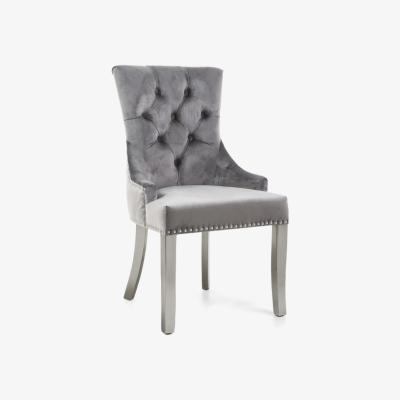 The Range Chester Brushed Velvet Grey Accent Chair - Grey / Silver legs
