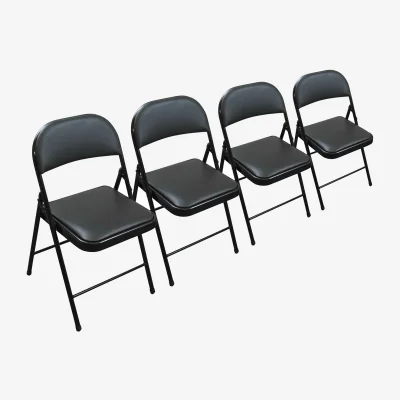 The Range TekBox 4x Folding Faux Leather Chairs - Black