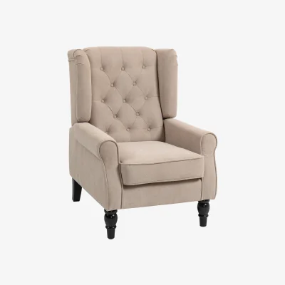 The Range HOMCOM Accent Chair Wingback Armchair with Wood Frame - Beige