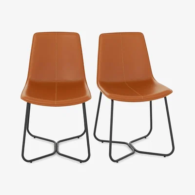 The Range Set of 2 Faux Leather Kitchen Side Chair - Orange