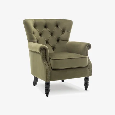 The Range Velvet Sage Green Liana Accent Wingback Chair - Sage Green